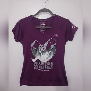 The North Face Flashdry Short Sleeve V Neck Plum T Shirt Mntn Ziplines Canada